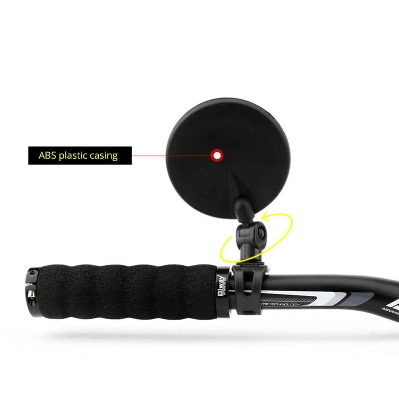 Espelho retrovisor para guidão de bicicleta, espelho retrovisor grande angular com alça de silicone para ciclismo mtb