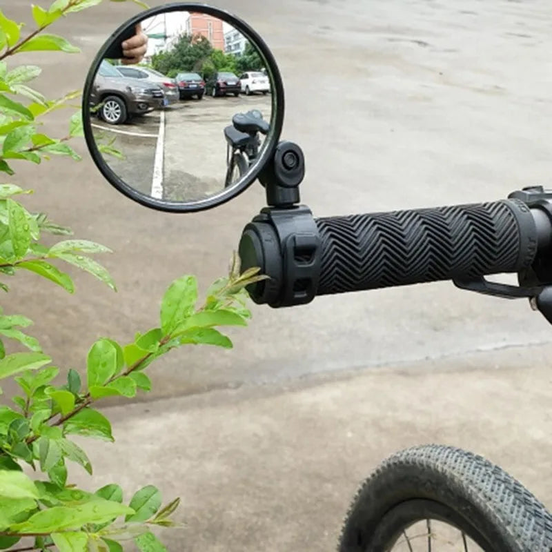 Espelho retrovisor para guidão de bicicleta, espelho retrovisor grande angular com alça de silicone para ciclismo mtb